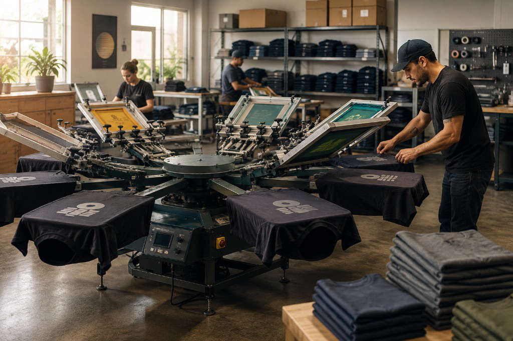 Screen printing and production in progress